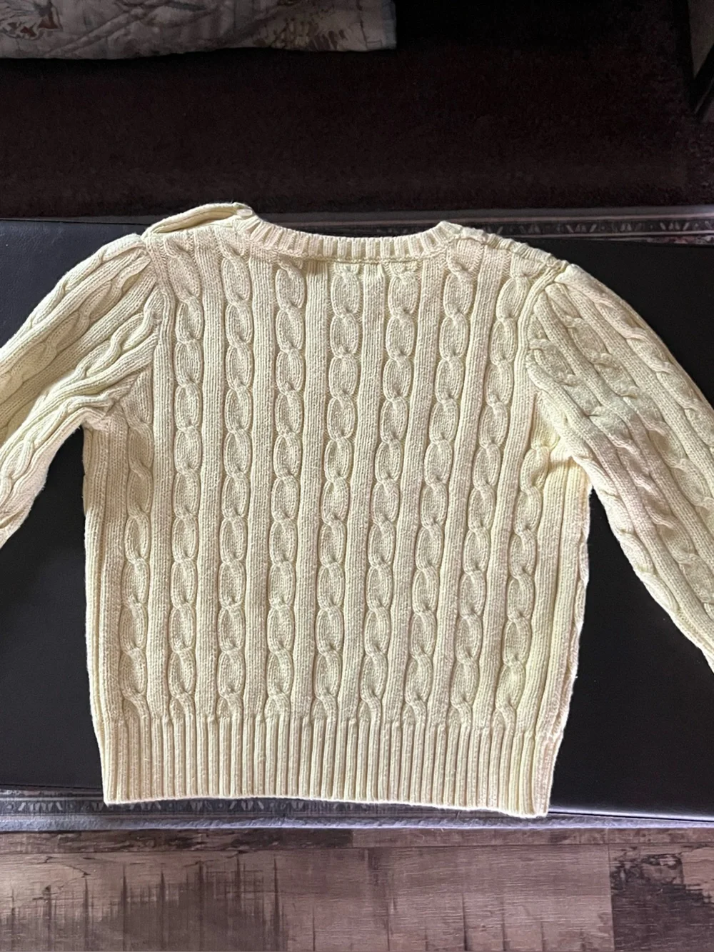Ralph Lauren Yellow Cable Knit Sweater with Pink Polo Logo